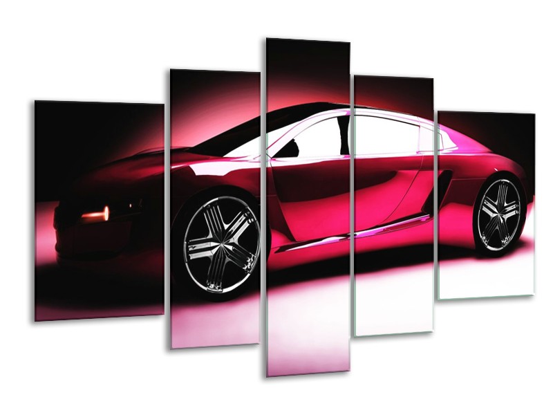 Glas schilderij Auto | Roze, Zwart, Wit | 170x100cm 5Luik
