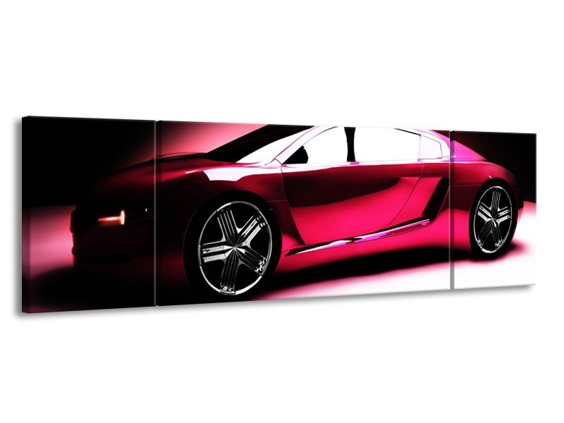 Glas schilderij Auto | Roze, Zwart, Wit | 170x50cm 3Luik