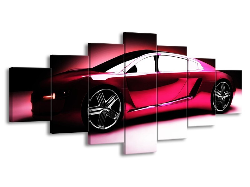 Glas schilderij Auto | Roze, Zwart, Wit | 210x100cm 7Luik