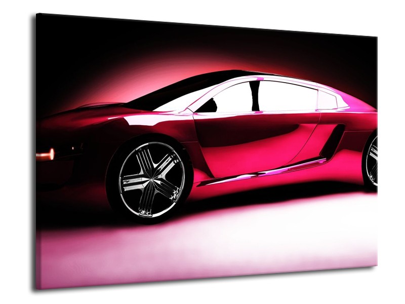 Glas schilderij Auto | Roze, Zwart, Wit | 70x50cm 1Luik