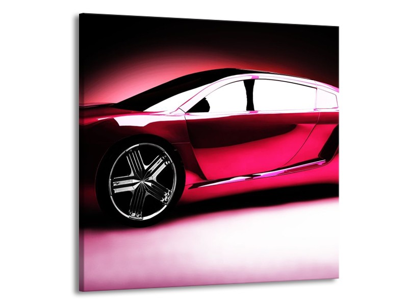 Glas schilderij Auto | Roze, Zwart, Wit | 70x70cm 1Luik