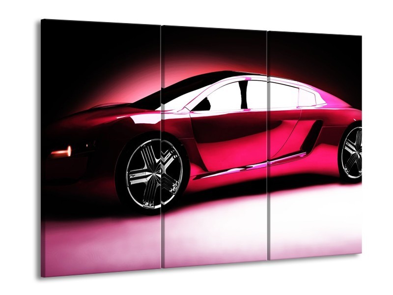 Glas schilderij Auto | Roze, Zwart, Wit | 90x60cm 3Luik