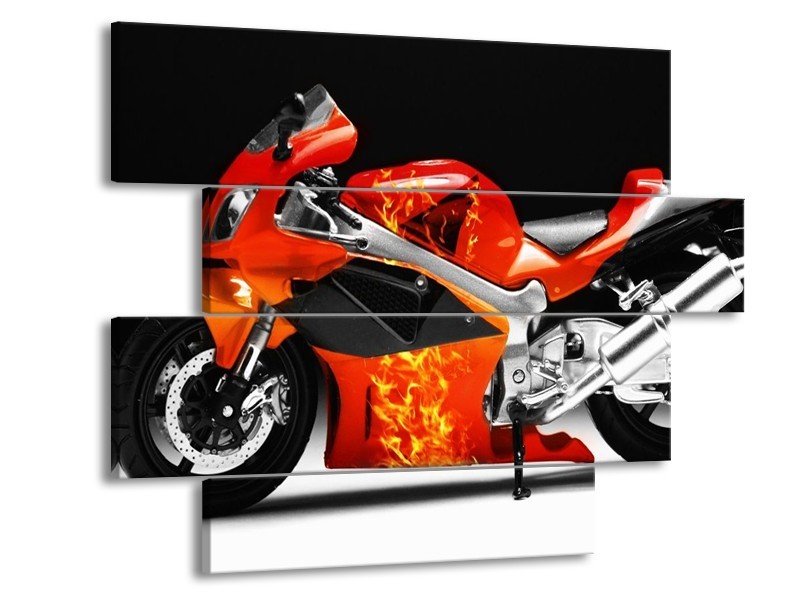 Glas schilderij Motor | Rood, Zwart, Wit | 115x85cm 4Luik