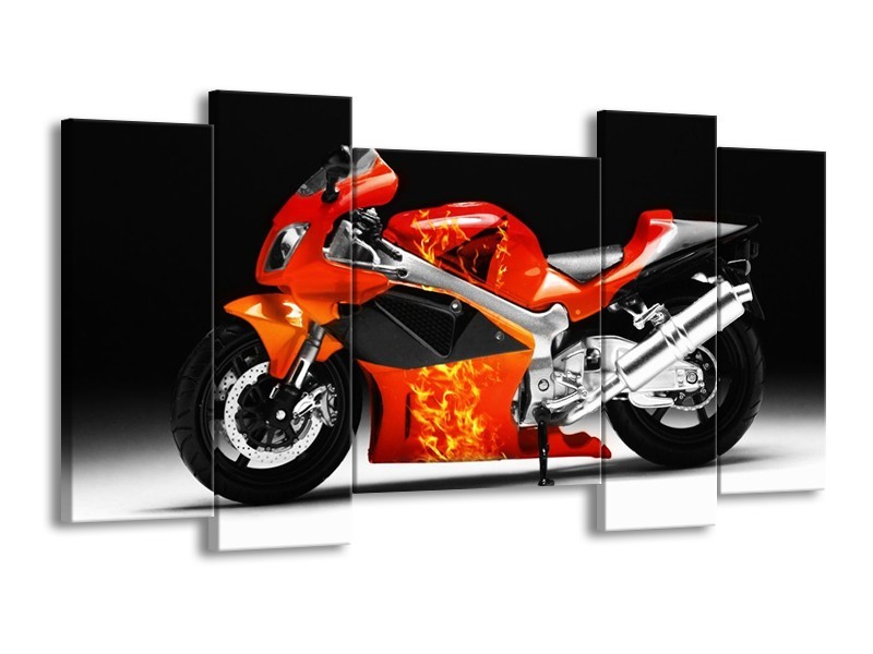 Glas schilderij Motor | Rood, Zwart, Wit | 120x65cm 5Luik