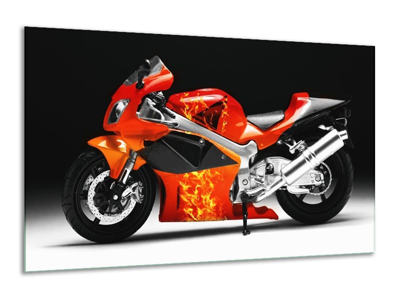 Glas schilderij Motor | Rood, Zwart, Wit | 120x70cm 1Luik