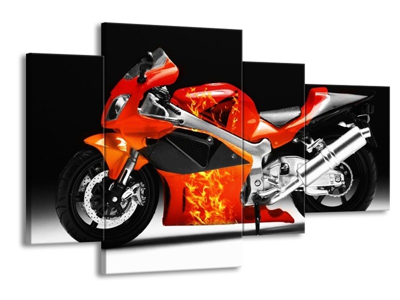 Glas schilderij Motor | Rood, Zwart, Wit | 120x75cm 4Luik