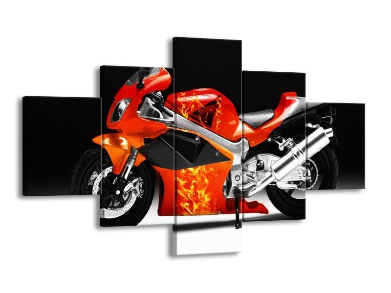 Glas schilderij Motor | Rood, Zwart, Wit | 125x70cm 5Luik