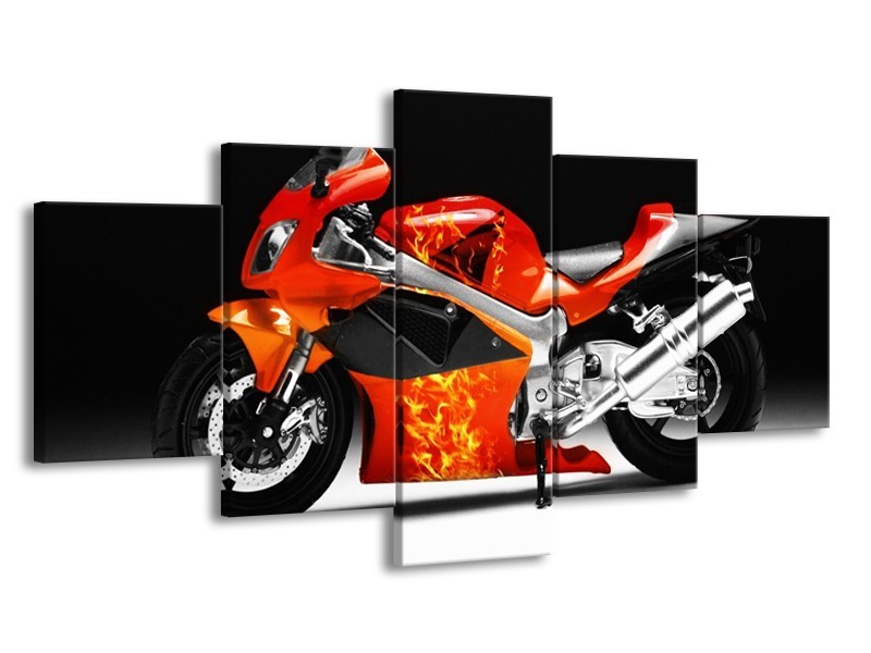 Glas schilderij Motor | Rood, Zwart, Wit | 150x80cm 5Luik