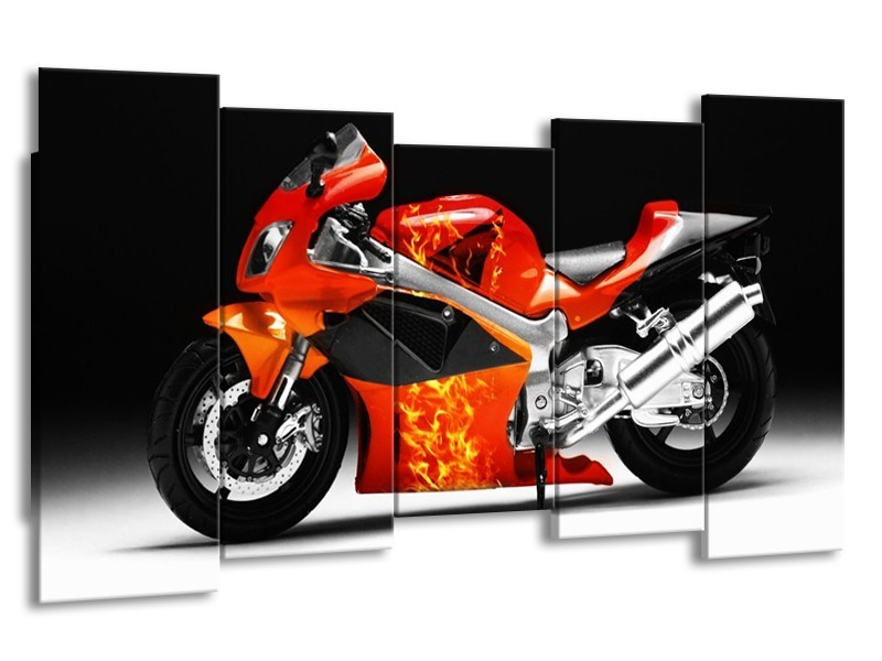 Glas schilderij Motor | Rood, Zwart, Wit | 150x80cm 5Luik