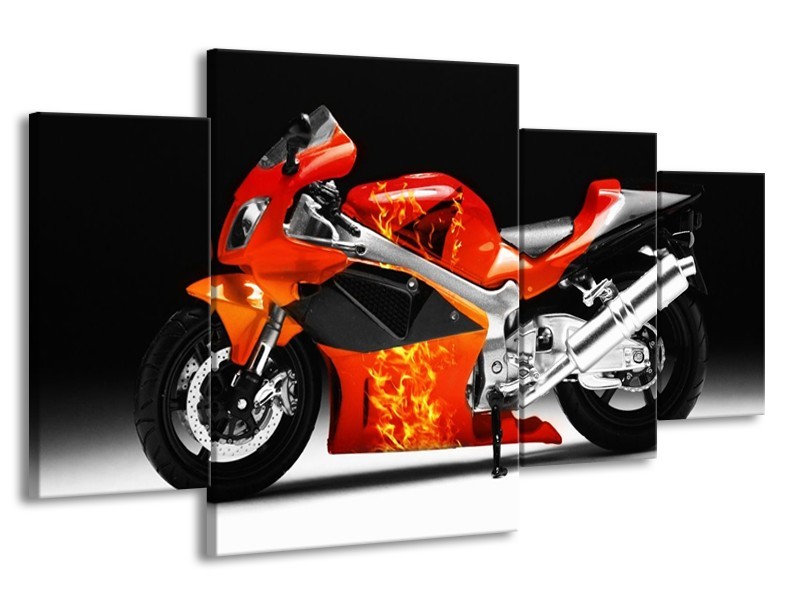 Glas schilderij Motor | Rood, Zwart, Wit | 160x90cm 4Luik