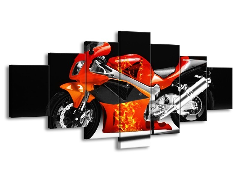 Glas schilderij Motor | Rood, Zwart, Wit | 210x100cm 7Luik