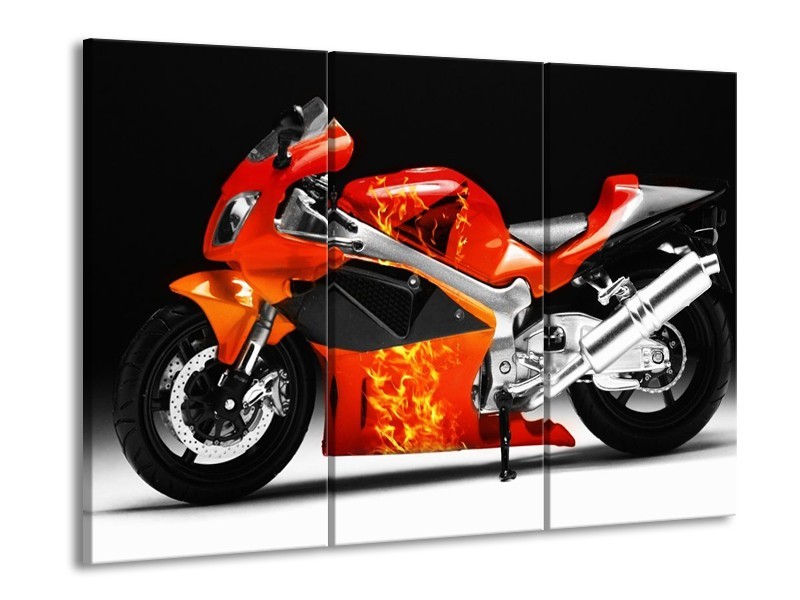 Glas schilderij Motor | Rood, Zwart, Wit | 90x60cm 3Luik