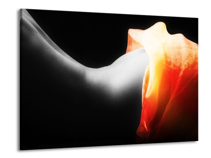 Canvas schilderij Lichaam | Zwart, Wit, Oranje | 100x70cm 1Luik