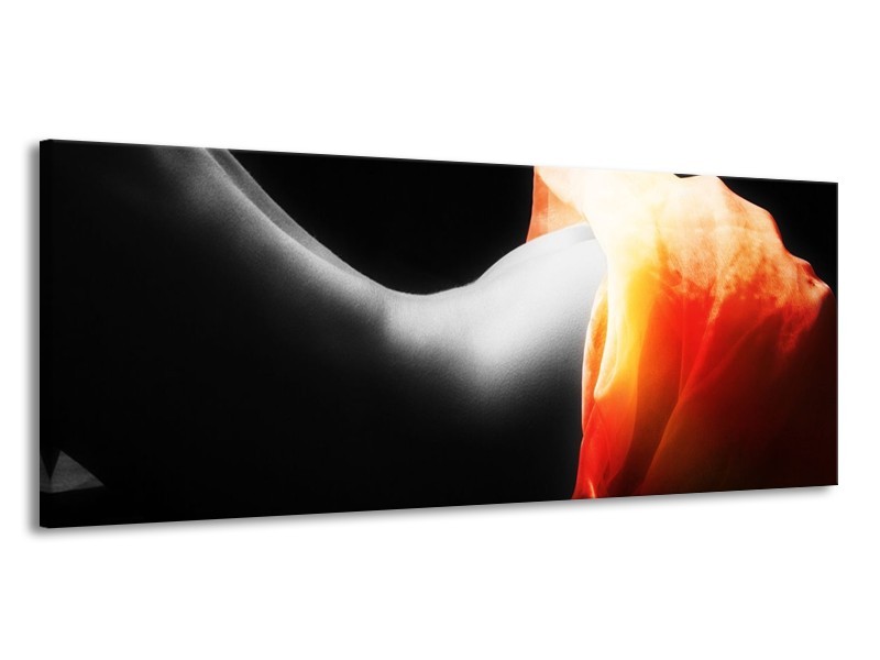 Canvas schilderij Lichaam | Zwart, Wit, Oranje | 145x58cm 1Luik