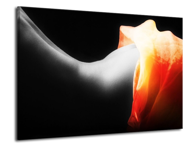 Canvas schilderij Lichaam | Zwart, Wit, Oranje | 70x50cm 1Luik