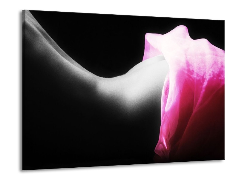 Canvas schilderij Lichaam | Zwart, Wit, Roze | 100x70cm 1Luik