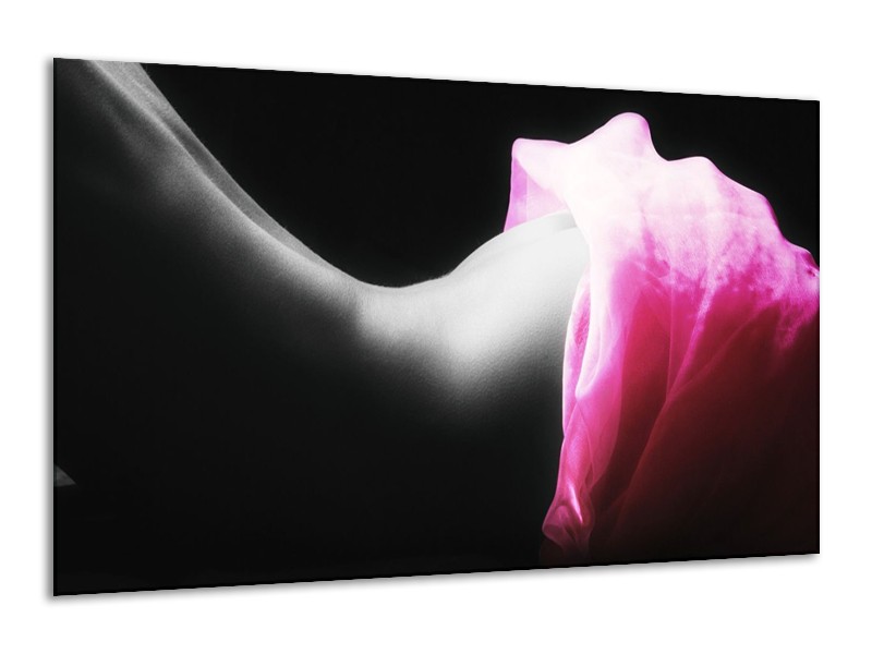 Glas schilderij Lichaam | Zwart, Wit, Roze | 120x70cm 1Luik