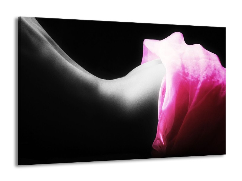 Glas schilderij Lichaam | Zwart, Wit, Roze | 140x90cm 1Luik