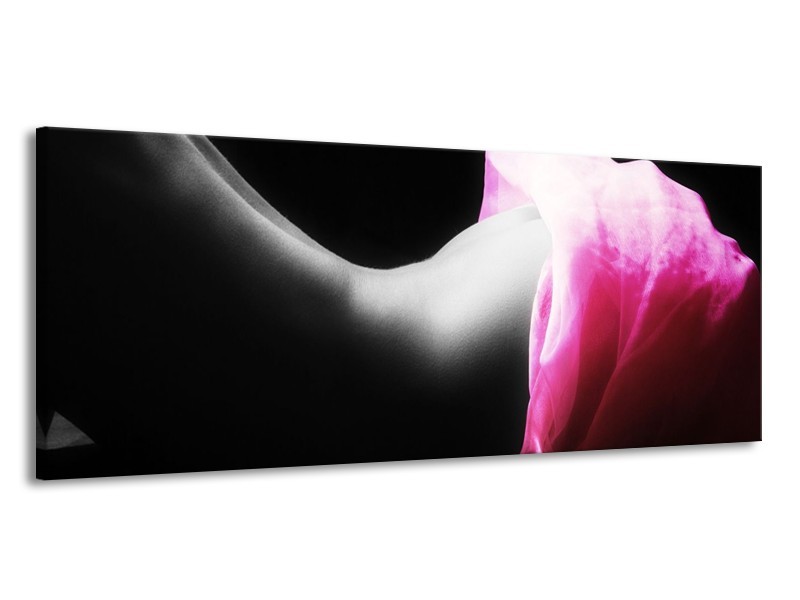 Canvas schilderij Lichaam | Zwart, Wit, Roze | 145x58cm 1Luik