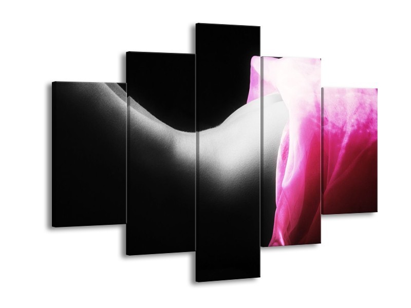 Canvas schilderij Lichaam | Zwart, Wit, Roze | 150x105cm 5Luik