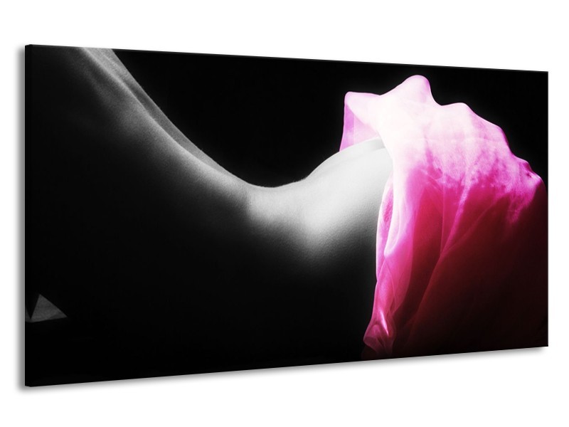 Canvas schilderij Lichaam | Zwart, Wit, Roze | 190x100cm 1Luik