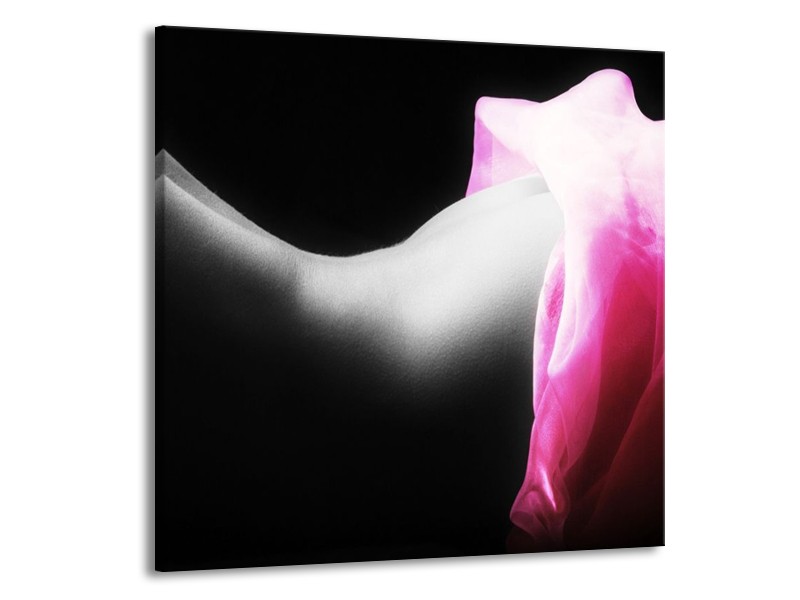 Glas schilderij Lichaam | Zwart, Wit, Roze | 50x50cm 1Luik