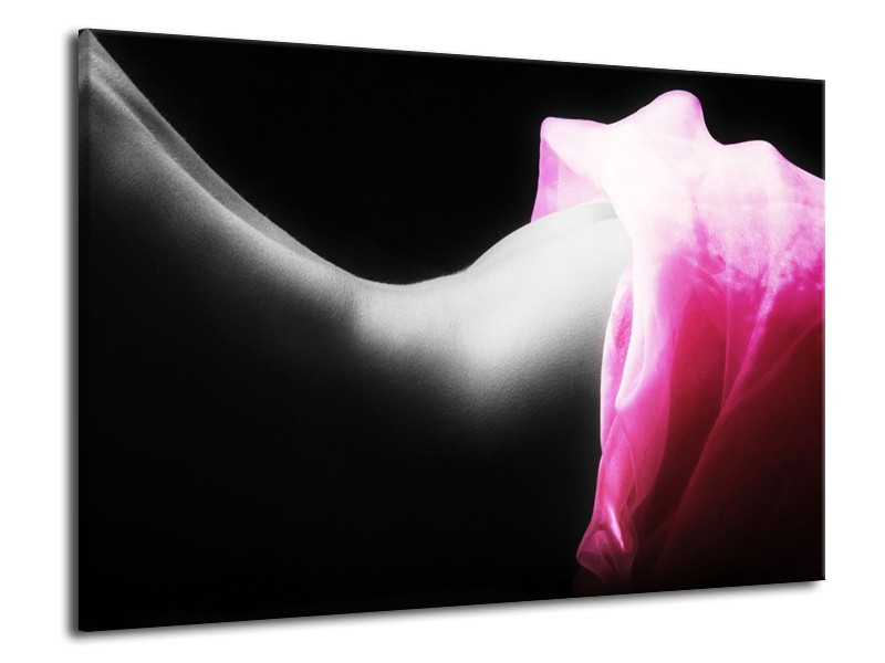 Canvas schilderij Lichaam | Zwart, Wit, Roze | 70x50cm 1Luik