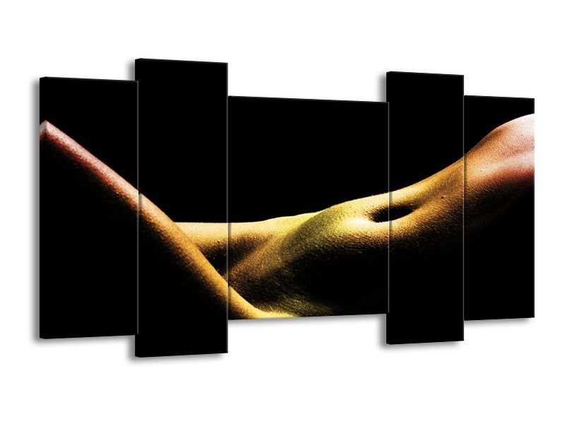 Canvas schilderij Lichaam | Zwart, Groen, Goud | 120x65 5Luik