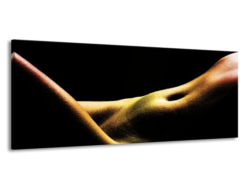Canvas schilderij Lichaam | Zwart, Groen, Goud | 145x58cm 1Luik