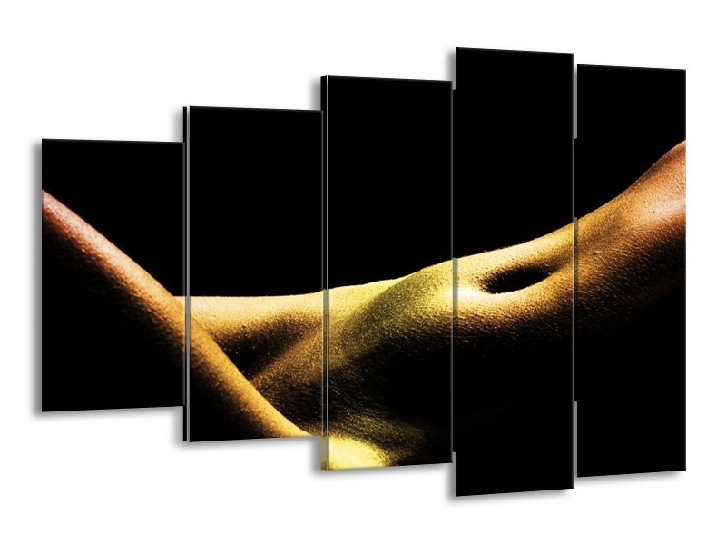 Glas schilderij Lichaam | Zwart, Groen, Goud | 150x100cm 5Luik