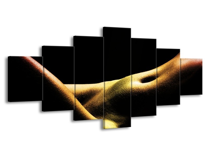 Canvas schilderij Lichaam | Zwart, Groen, Goud | 210x100cm 7Luik