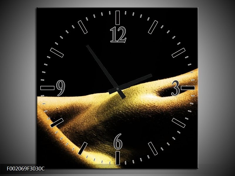 Klok schilderij Lichaam | Zwart, Groen, Goud | 30x30cm 1Luik