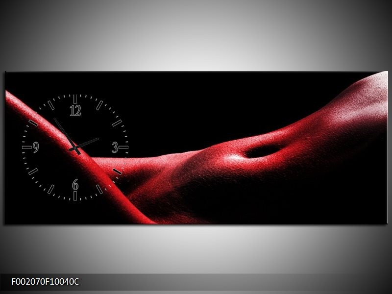Klok schilderij Vrouw | Rood, Zwart | 100x40cm 1Luik