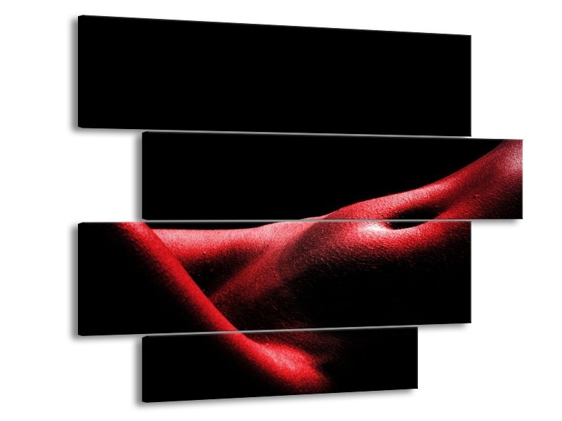 Canvas schilderij Vrouw | Rood, Zwart | 115x85cm 4Luik