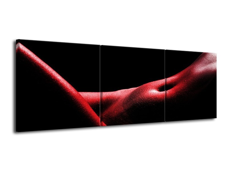 Canvas schilderij Vrouw | Rood, Zwart | 120x40cm 3Luik