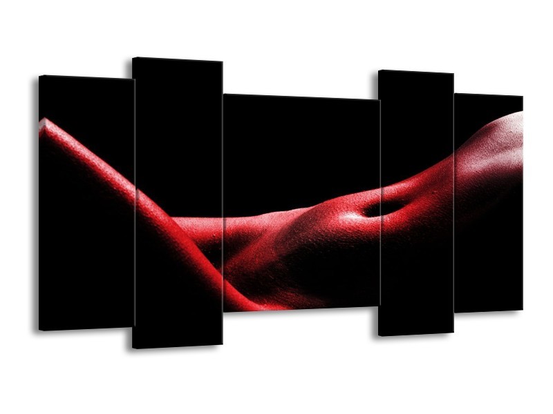Glas schilderij Vrouw | Rood, Zwart | 120x65cm 5Luik