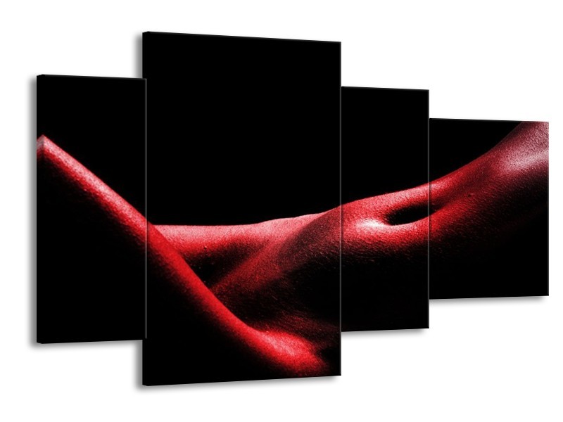 Canvas schilderij Vrouw | Rood, Zwart | 120x75cm 4Luik