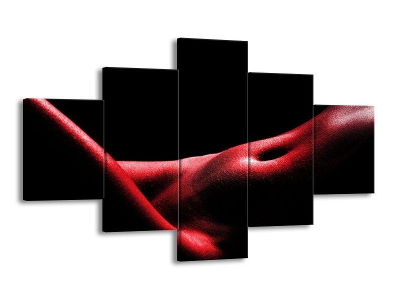 Canvas schilderij Vrouw | Rood, Zwart | 125x70cm 5Luik