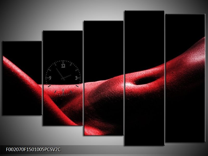 Klok schilderij Vrouw | Rood, Zwart | 150x100cm 5Luik