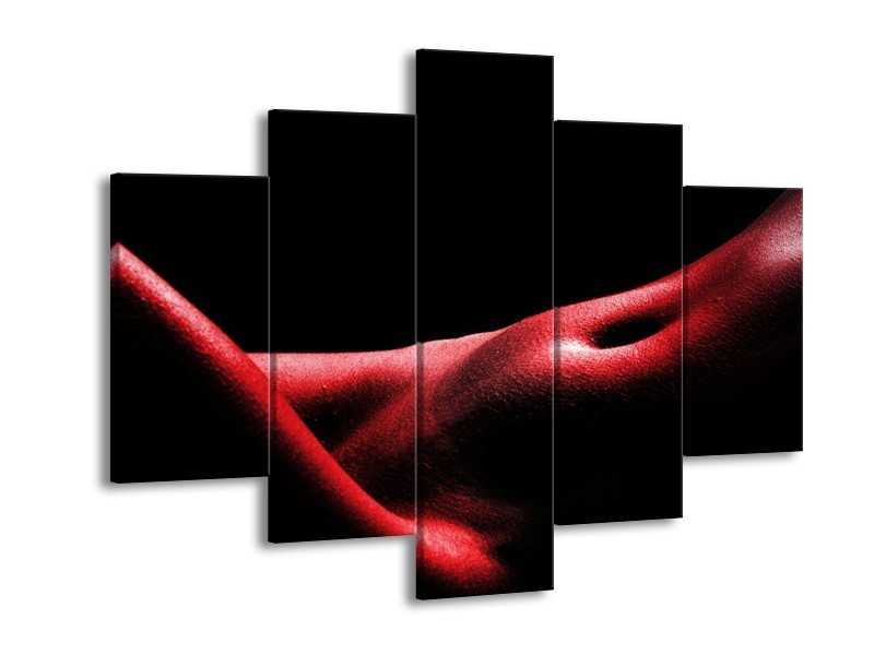Canvas schilderij Vrouw | Rood, Zwart | 150x105cm 5Luik