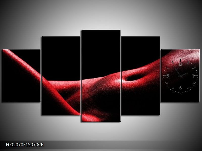 Klok schilderij Vrouw | Rood, Zwart | 150x70cm 5Luik
