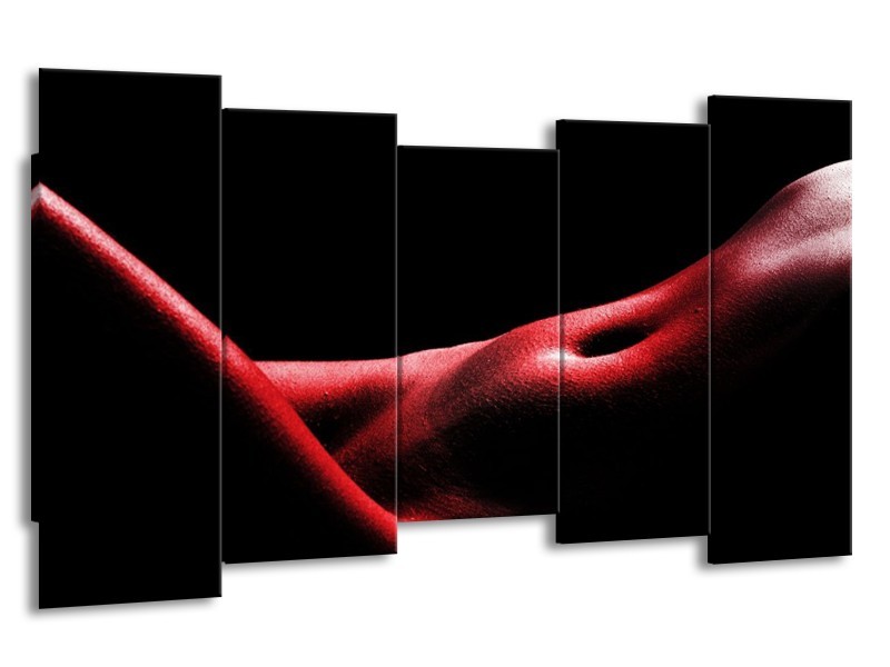 Glas schilderij Vrouw | Rood, Zwart | 150x80cm 5Luik