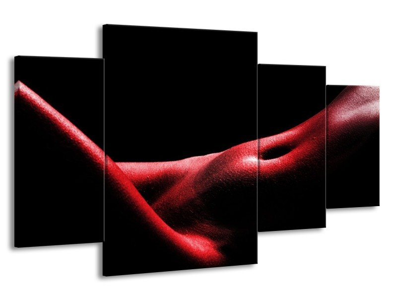 Glas schilderij Vrouw | Rood, Zwart | 160x90cm 4Luik