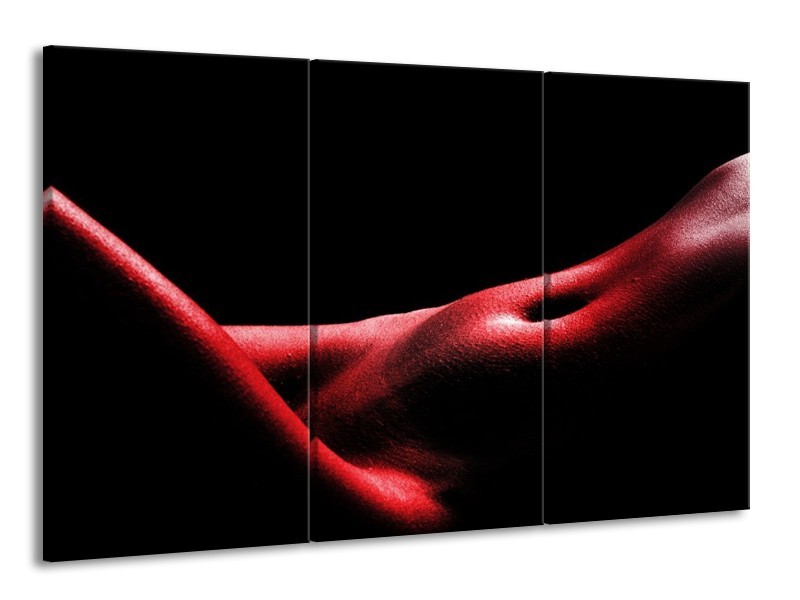 Canvas schilderij Vrouw | Rood, Zwart | 165x100cm 3Luik