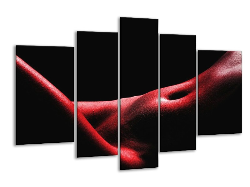 Canvas schilderij Vrouw | Rood, Zwart | 170x100cm 5Luik