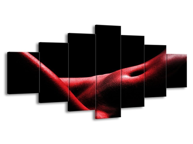 Canvas schilderij Vrouw | Rood, Zwart | 210x100cm 7Luik