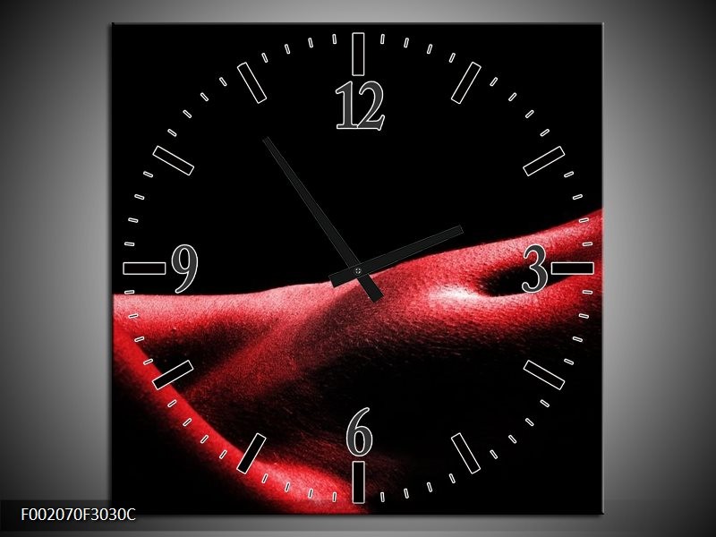 Klok schilderij Vrouw | Rood, Zwart | 30x30cm 1Luik