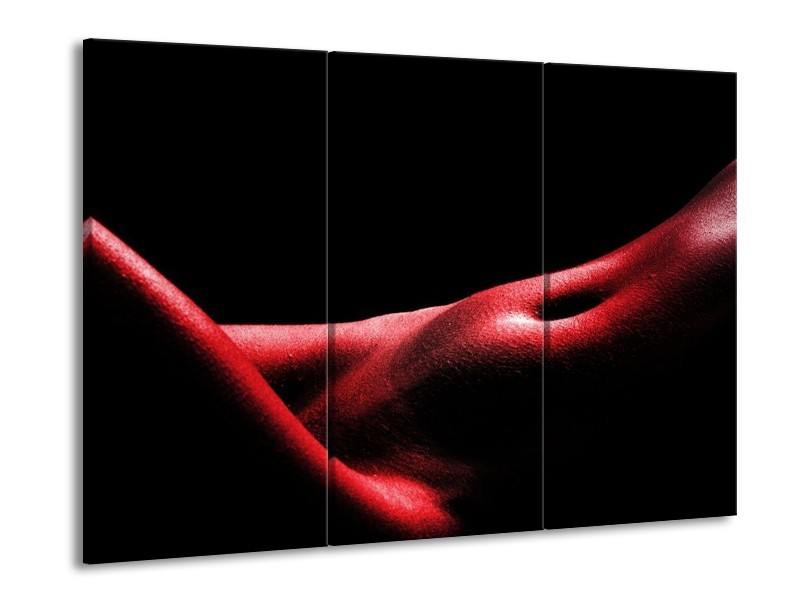 Canvas schilderij Vrouw | Rood, Zwart | 90x60cm 3Luik