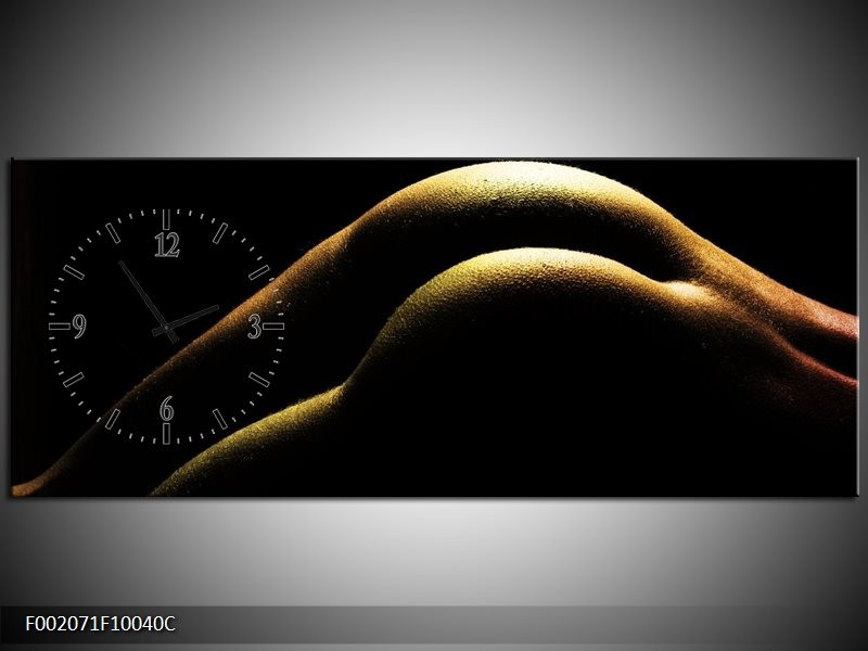 Klok schilderij Lichaam | Zwart, Groen, Goud | 100x40cm 1Luik