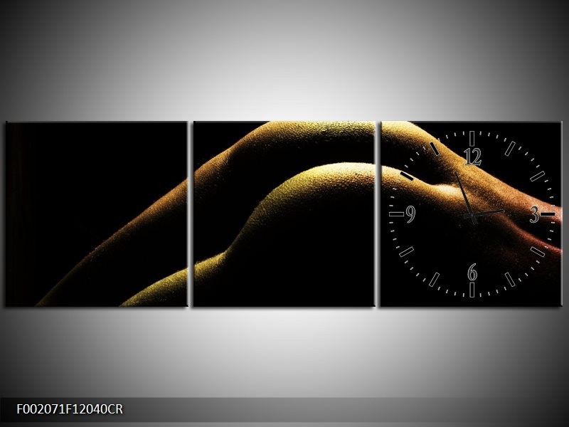 Klok schilderij Lichaam | Zwart, Groen, Goud | 120x40cm 3Luik